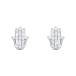 Load image into Gallery viewer, ER421148. 14K Solid Gold Diamond Hamsa Hand Studs
