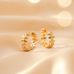 Load image into Gallery viewer, EHD57448. 14k Solid Yellow Gold Diamond Fancy Hoop Earrings