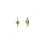 Load image into Gallery viewer, HP402563. 14k Solid Gold Diamond and Gemstones Fancy Flower Hoop Earrings