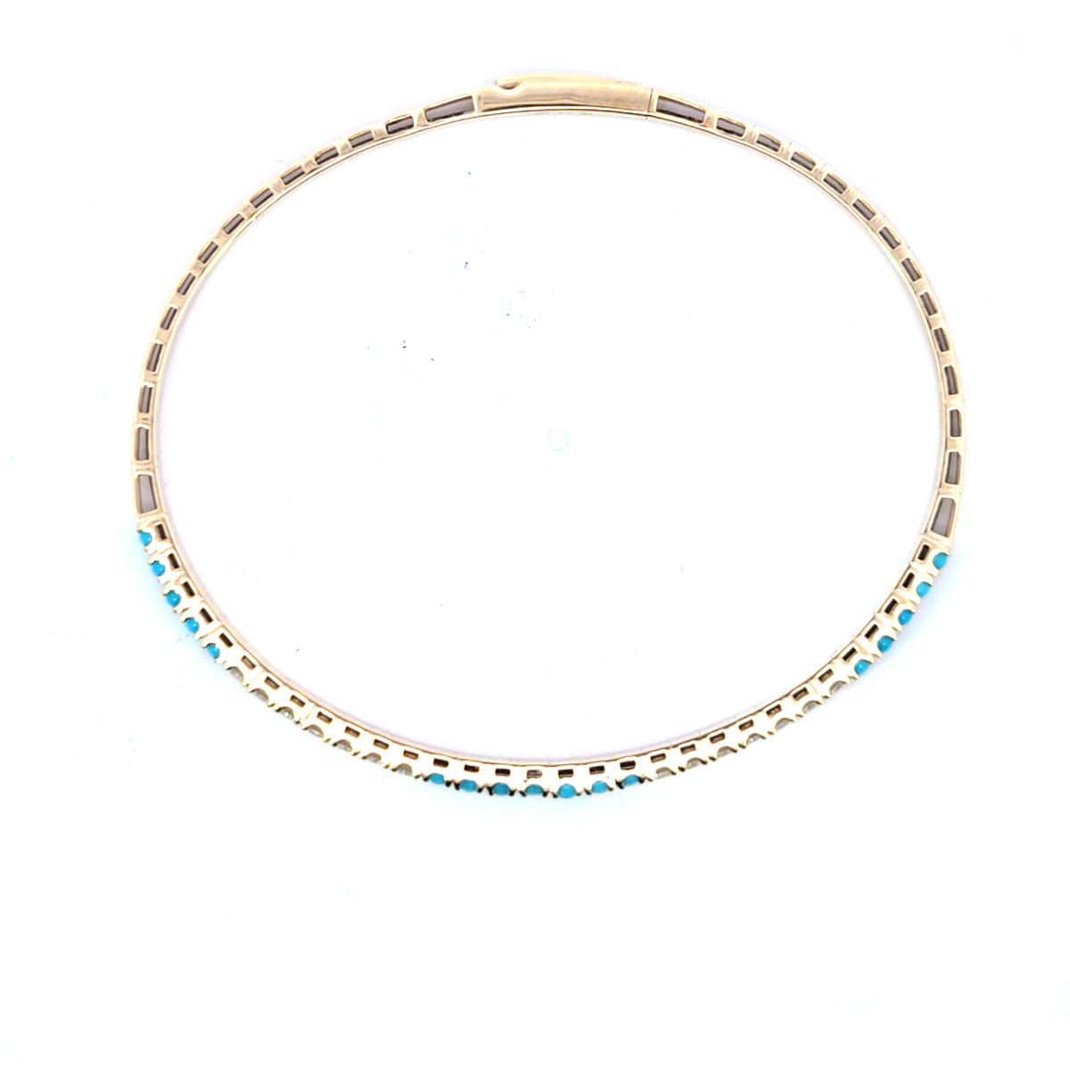 BNH68545. 14K Solid Yellow Gold Diamond and Gemstone Bangle