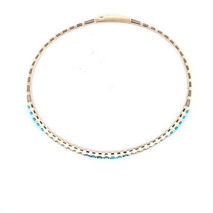 BNH68545. 14K Solid Yellow Gold Diamond and Gemstone Bangle