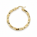 Load image into Gallery viewer, GER129. 14K Solid Gold Twisted Hoop with Texture