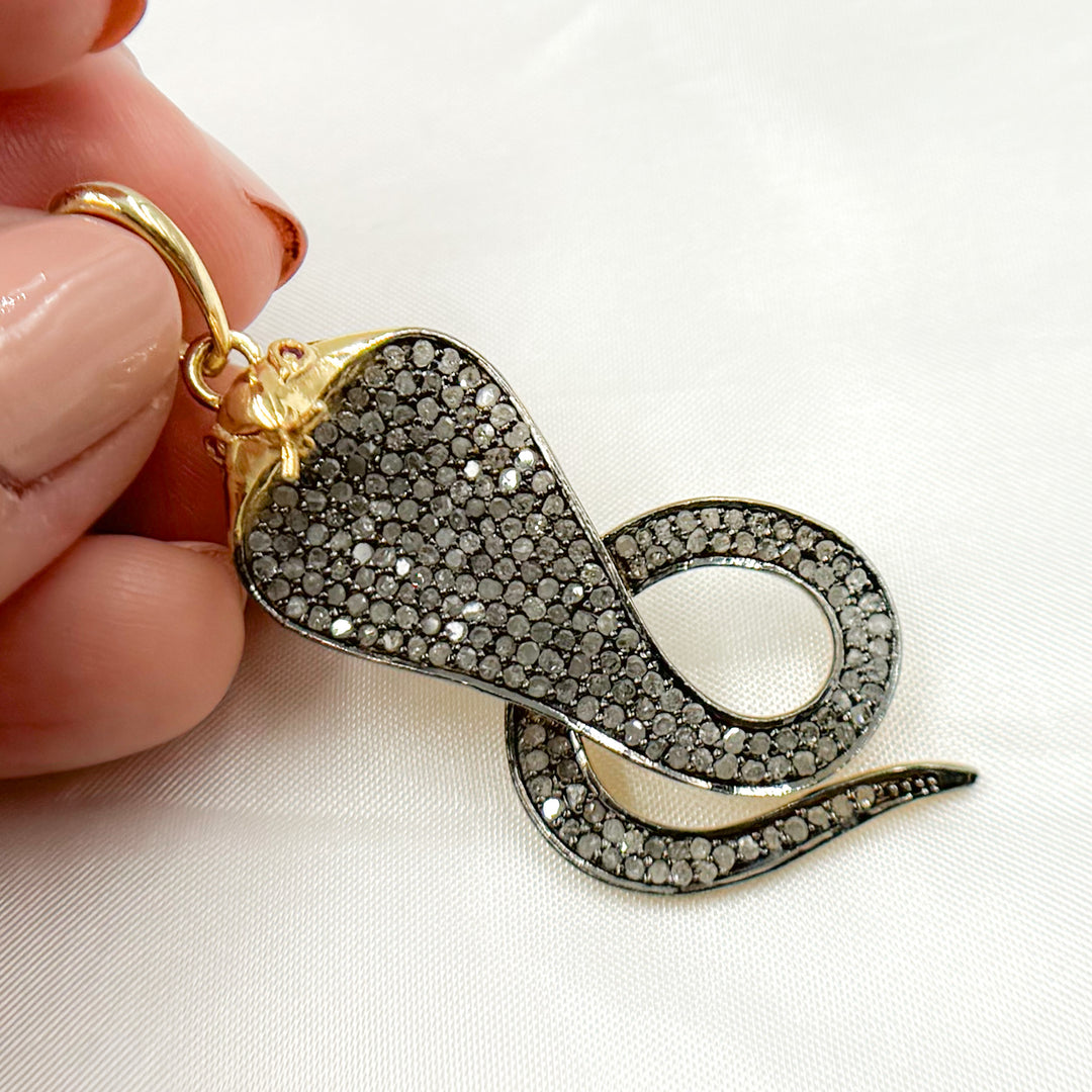 DP071. Diamond Sterling Silver Snake Pendant with Gemstone