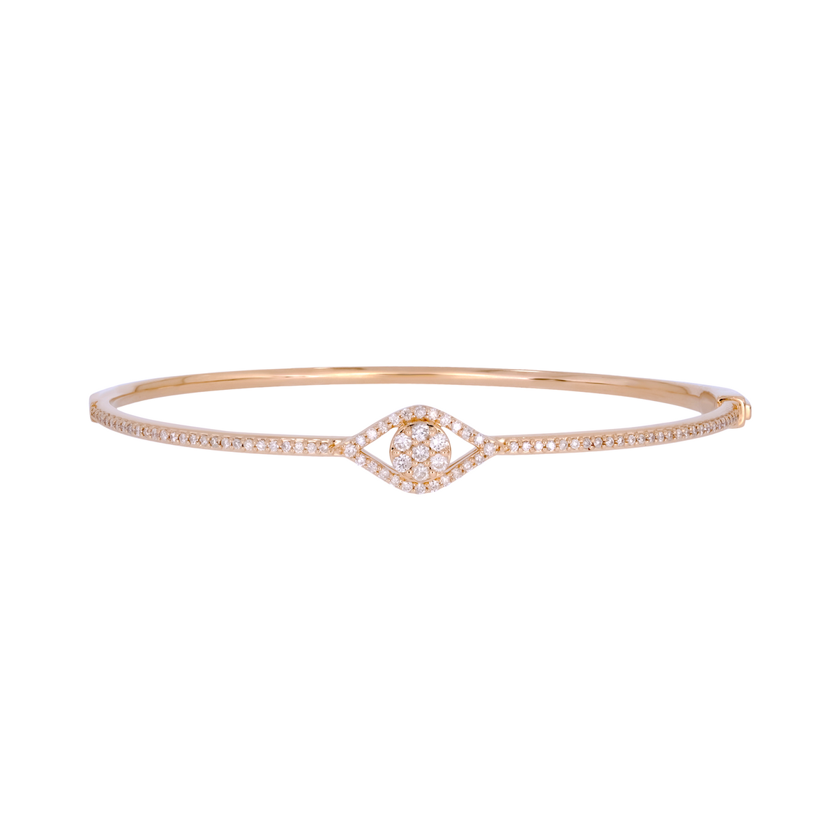 14K Solid Gold Diamond Eye Bangle