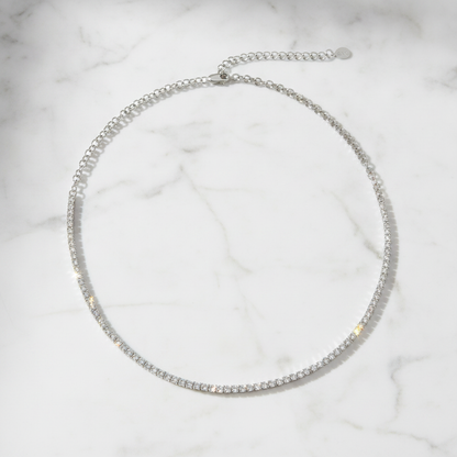 NFS71713. 14K Solid Gold Diamond Tennis Choker Necklace