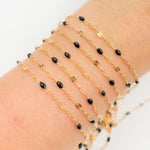Load image into Gallery viewer, V295BKGF. 14K Gold Filled Black Color Enamel with Paperclip and Diamond Cut Marina Links