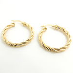 Load image into Gallery viewer, 14K Gold Twisted Hoop Earrings. GER99
