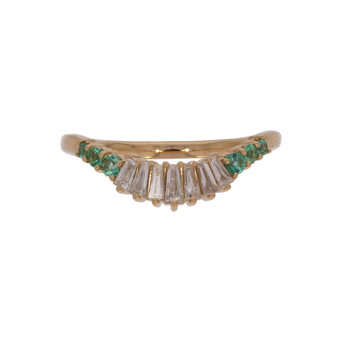 RFF19754EM. 18K Solid Gold Diamond & Emerald Ring