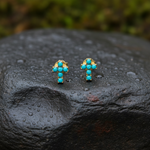 Load image into Gallery viewer, ER427136. 14k Solid Gold Diamond and Gemstone Cross Stud Earrings