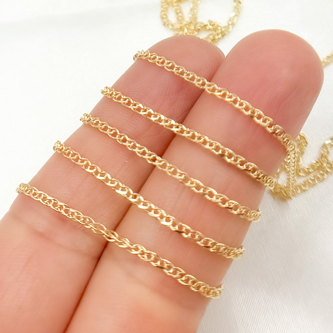 030SPLT4BYFT. 14K Solid Gold Wheat Chain by the Foot