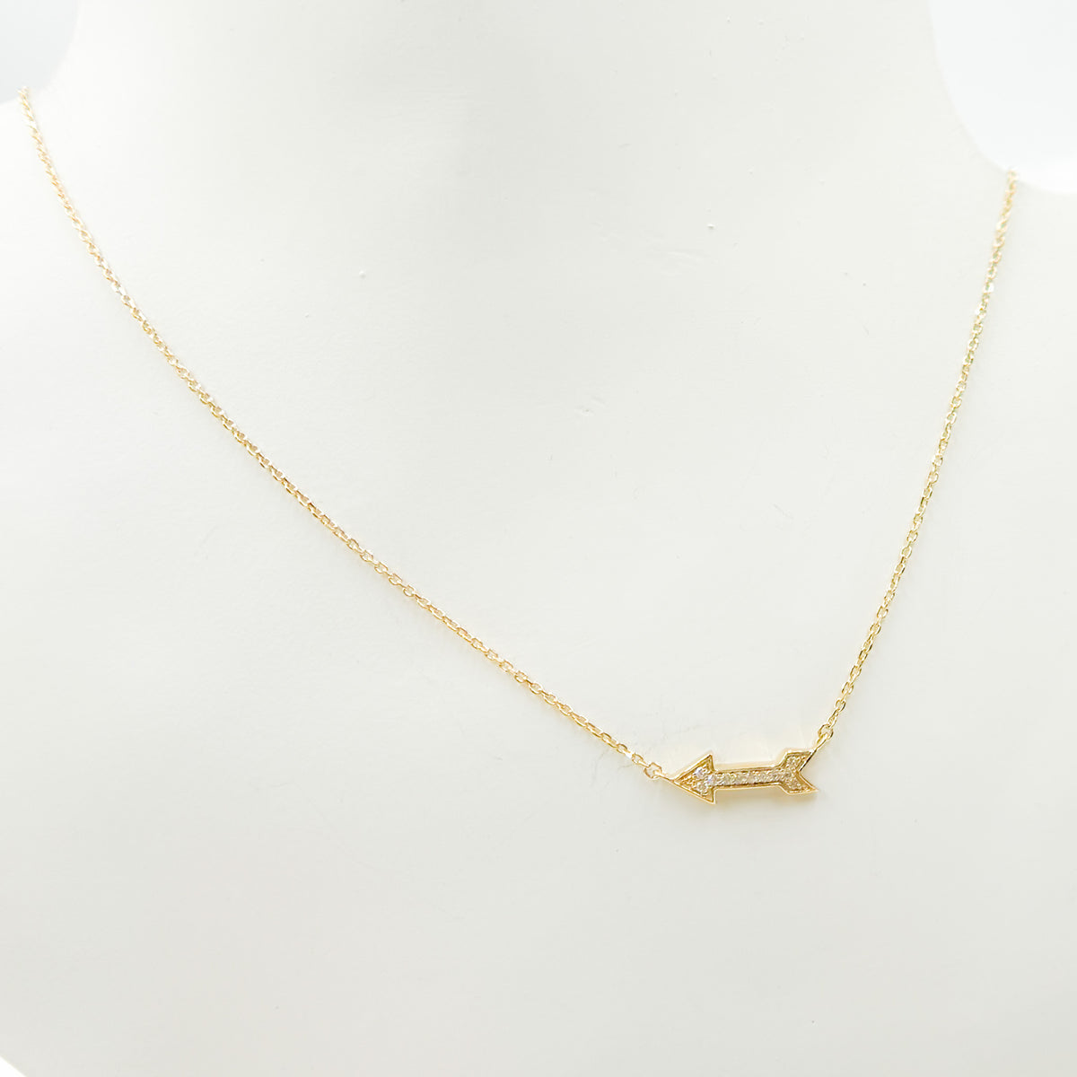 NFA71417. 14K Solid Gold Diamond Arrow Necklace