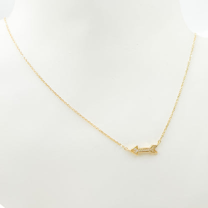 NFA71417. 14K Solid Gold Diamond Arrow Necklace
