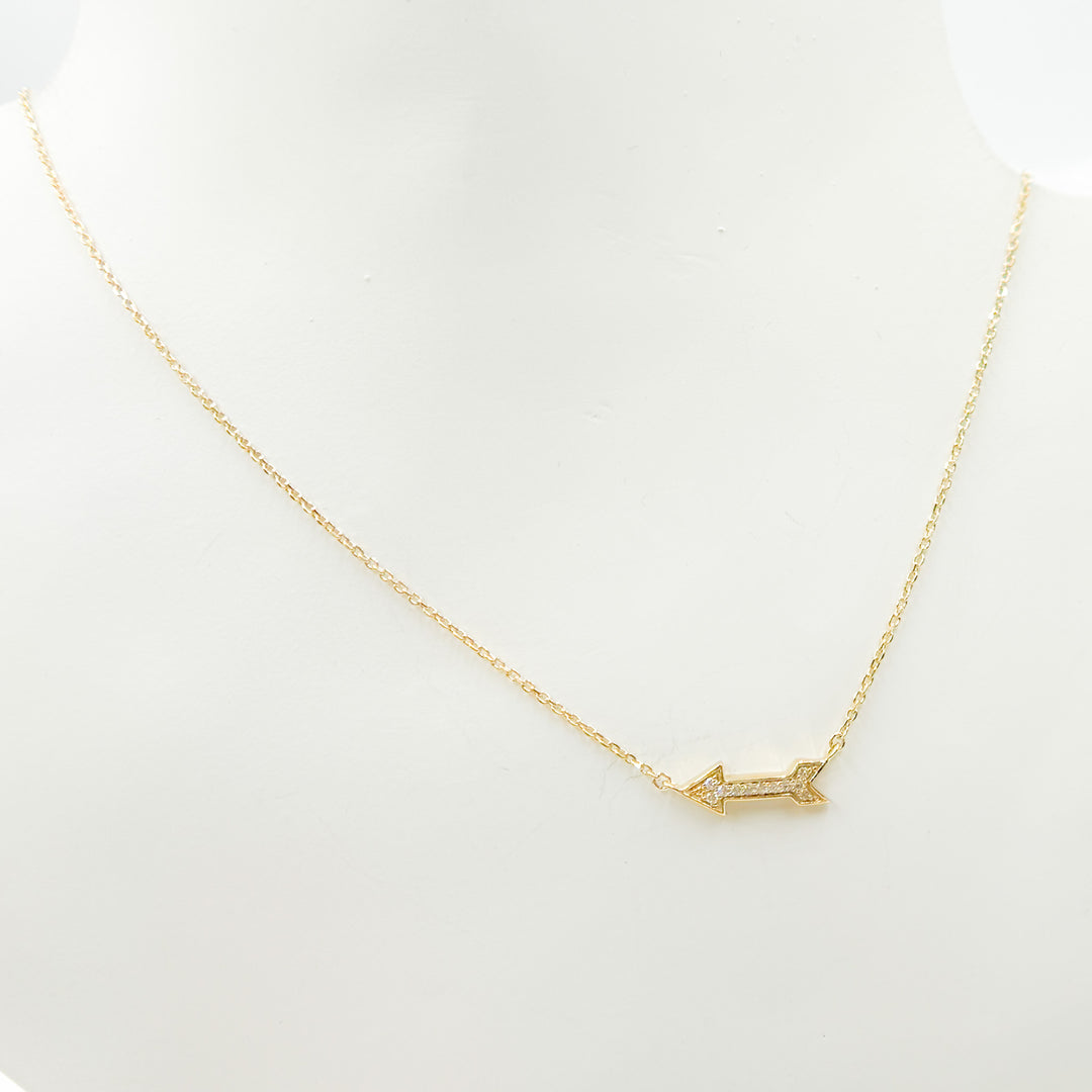 14K Solid Gold Diamond Arrow Necklace. NFA71417