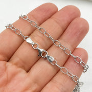 Rhodium Sterling Silver Textured Cable Necklaces