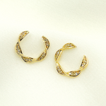 Load image into Gallery viewer, 14K Solid Gold and Diamonds Semi Circle Earrings. EFB52071
