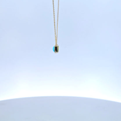 NT410755. 14K Solid Gold Rectangular Gemstone Fancy Tiny Necklace