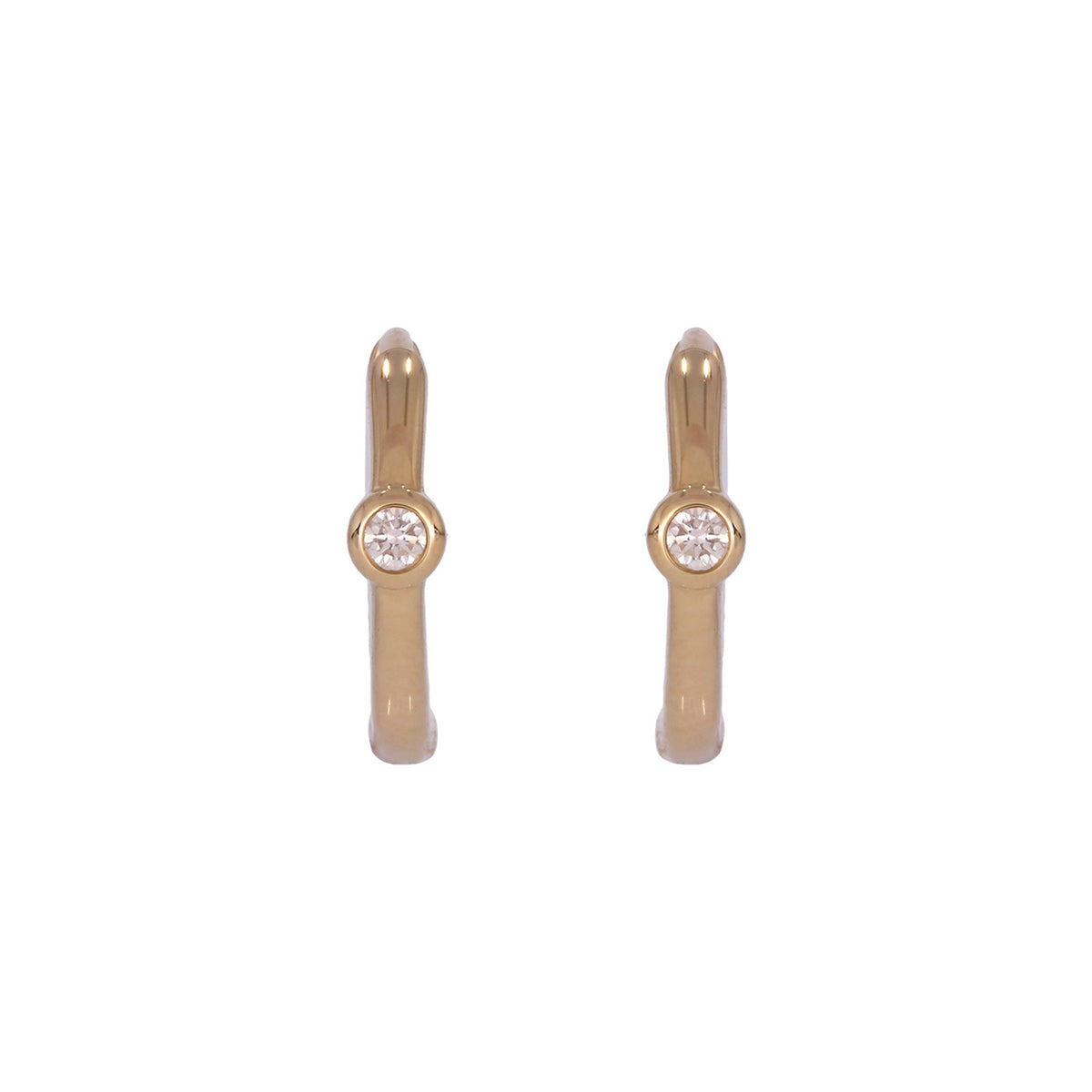 EHA57583. 14K Solid Yellow Gold Diamond Huggies Earrings