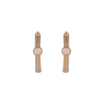 Load image into Gallery viewer, EHA57583. 14K Solid Yellow Gold Diamond Huggies Earrings