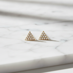Load image into Gallery viewer, EFC54162. 14K Solid Gold and Diamonds Triangle Studs