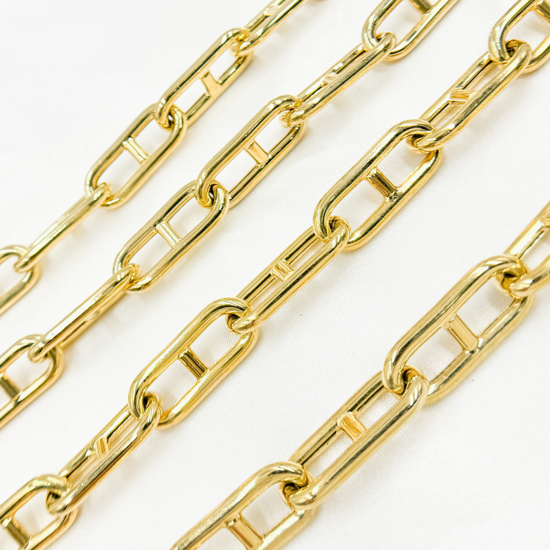 549MTGP. Gold Plated 925 Sterling Silver Hollow Marina Link Chain