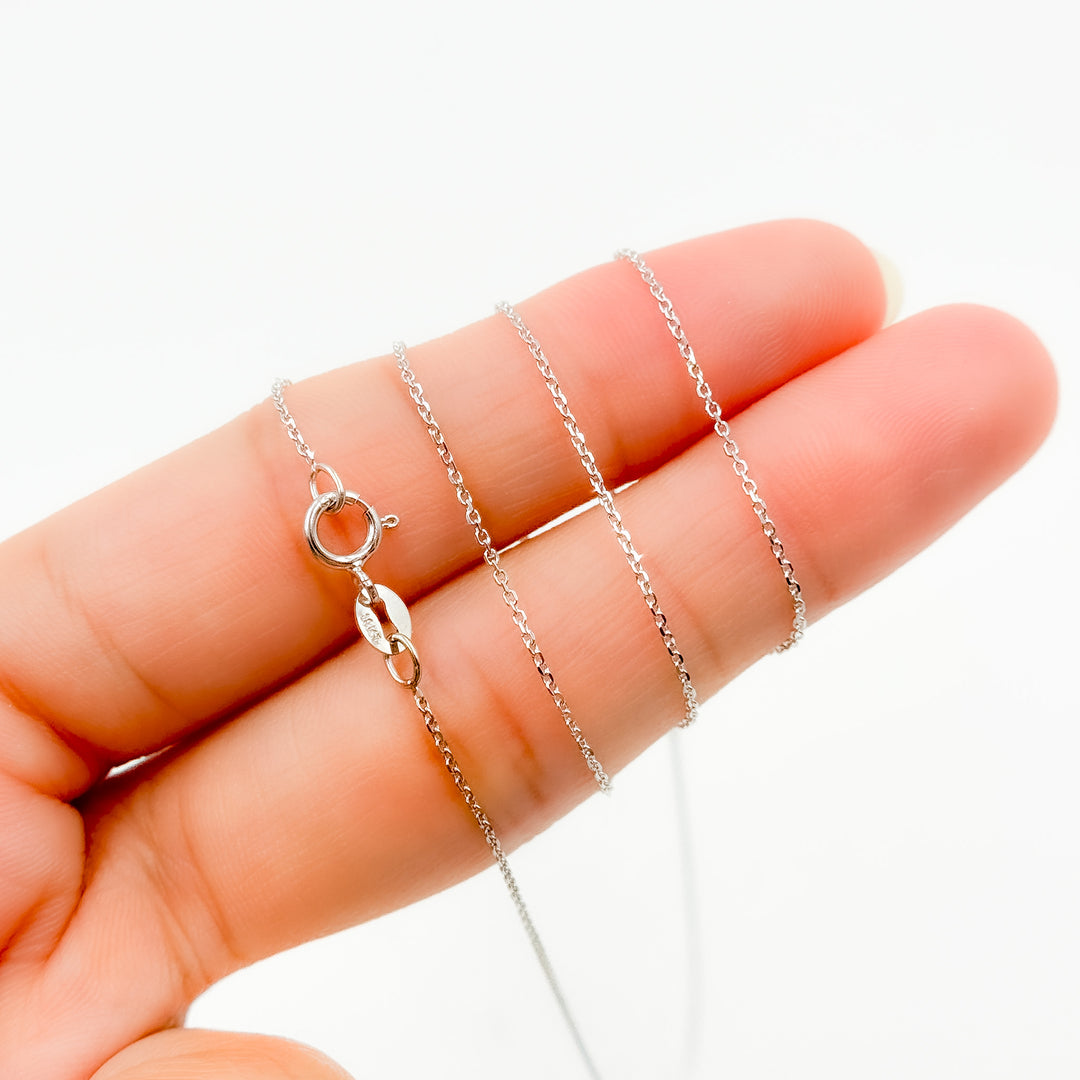 025R01T5J080WG18K. 18K White Solid Gold Cable Chain