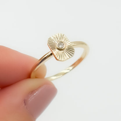Gold Rectangle Diamond Ring