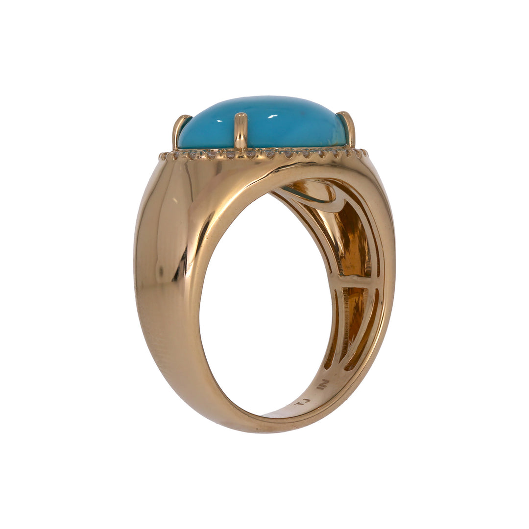 CR97300TQ14X10. 18K Solid Gold Diamond & Turquoise Ring