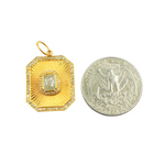 Load image into Gallery viewer, 14K Solid Gold Charm Rectangular Pendant with Diamonds. CGDP47
