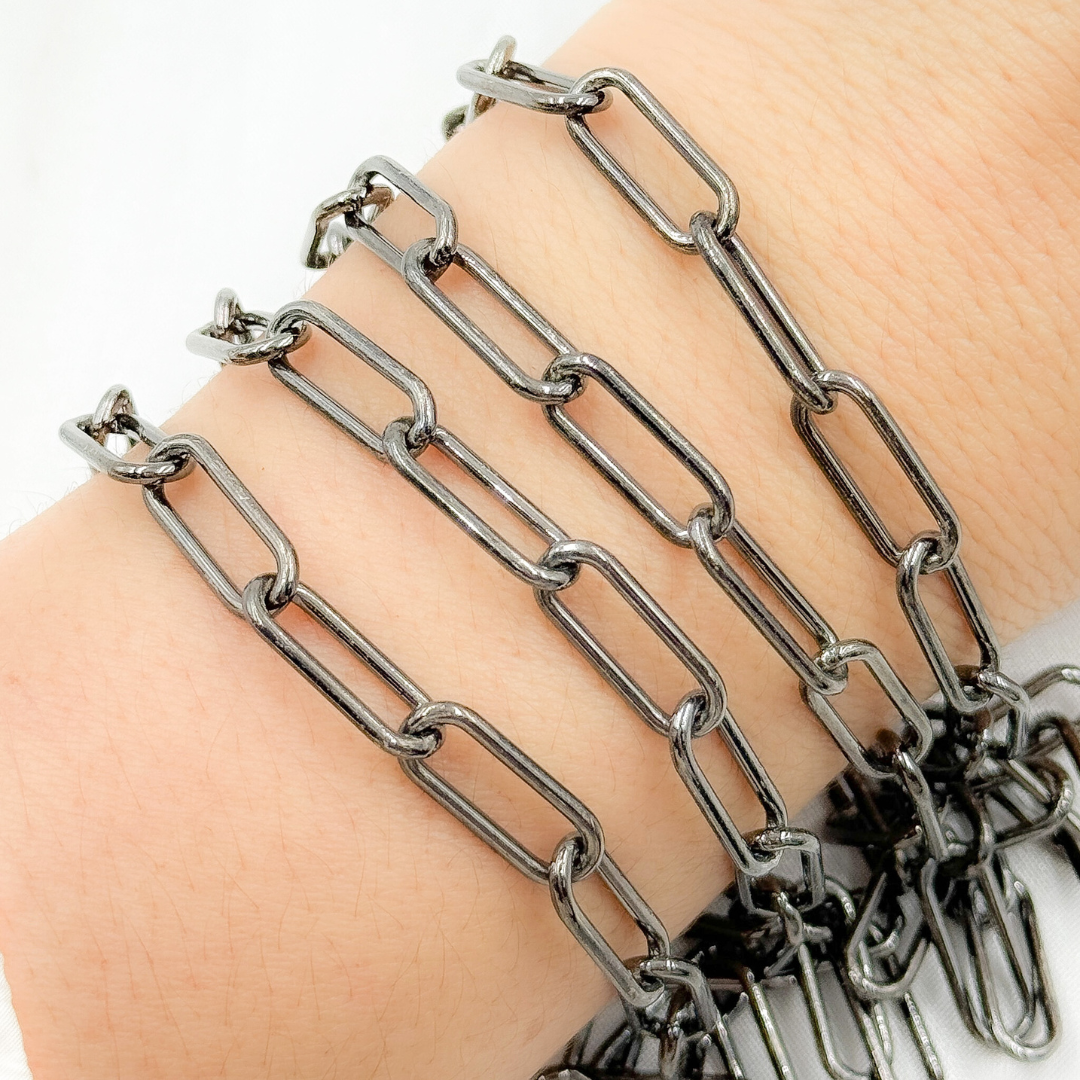 Black Rhodium 925 Sterling Silver Paperclip Chains