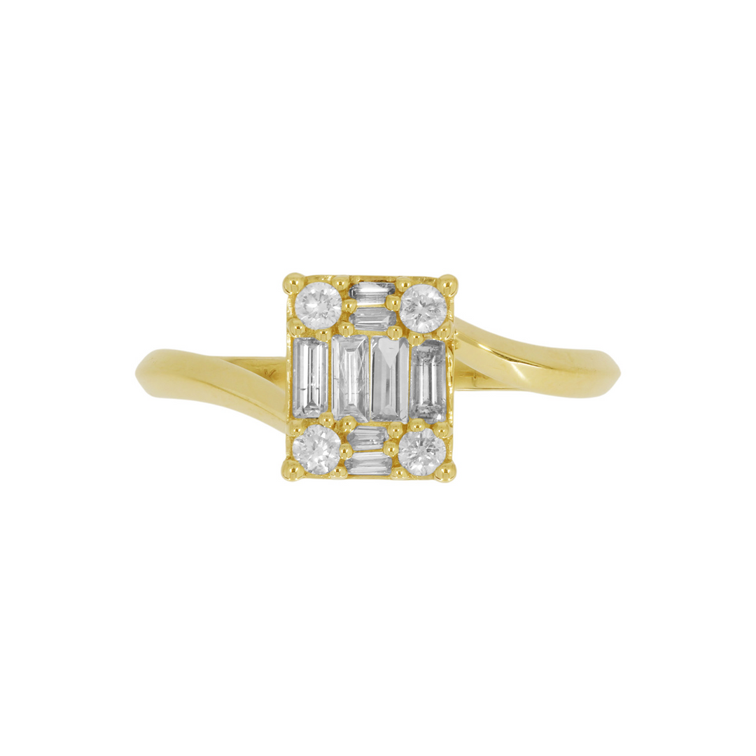DRN00317. 14k Solid Gold Square Diamond Ring