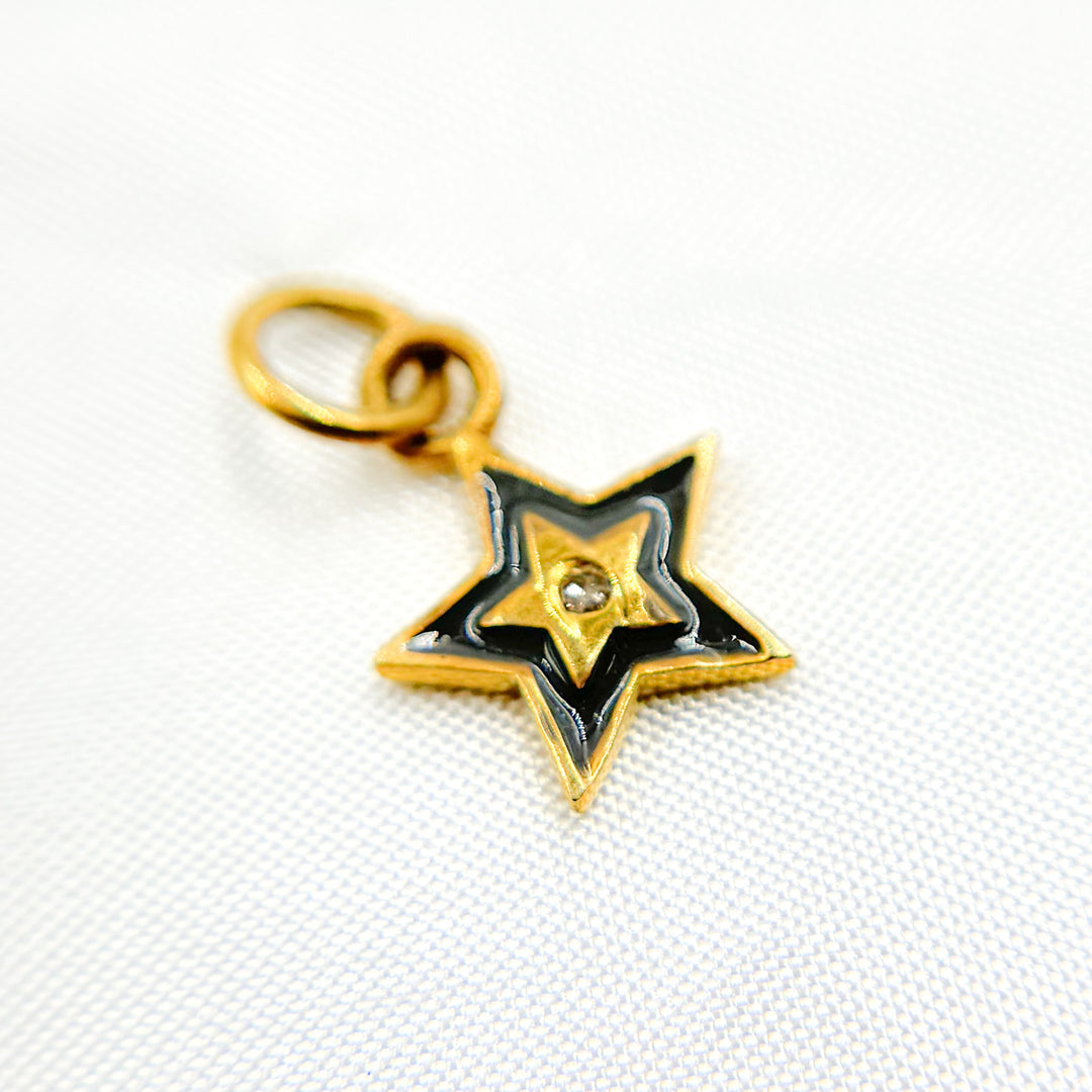 DC146A. Diamond Sterling Silver Star Enamel Charm