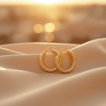 Load image into Gallery viewer, 15850018594. 14K Solid Gold Twisted Round Hollow Hoop Earrings