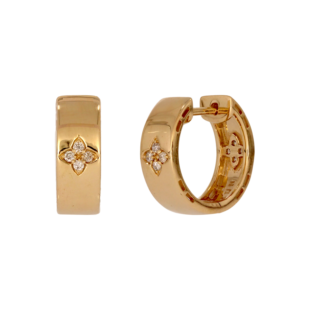 EHC57589. 14K Solid Yellow Gold Diamond Hoop Earrings