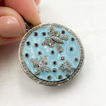 Load image into Gallery viewer, DP416A. Diamond Sterling Silver Round Enamel Pendant with Gemstone
