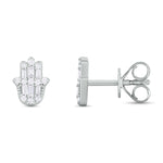 Load image into Gallery viewer, ER421148. 14K Solid Gold Diamond Hamsa Hand Studs
