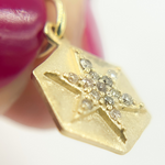 Load image into Gallery viewer, 14K Solid Gold Diamond Hexagon Charm with Star in the Center. GDP426
