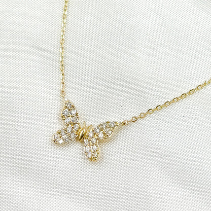 NT404719. 14K Solid Gold Butterfly Shape Diamond Necklace