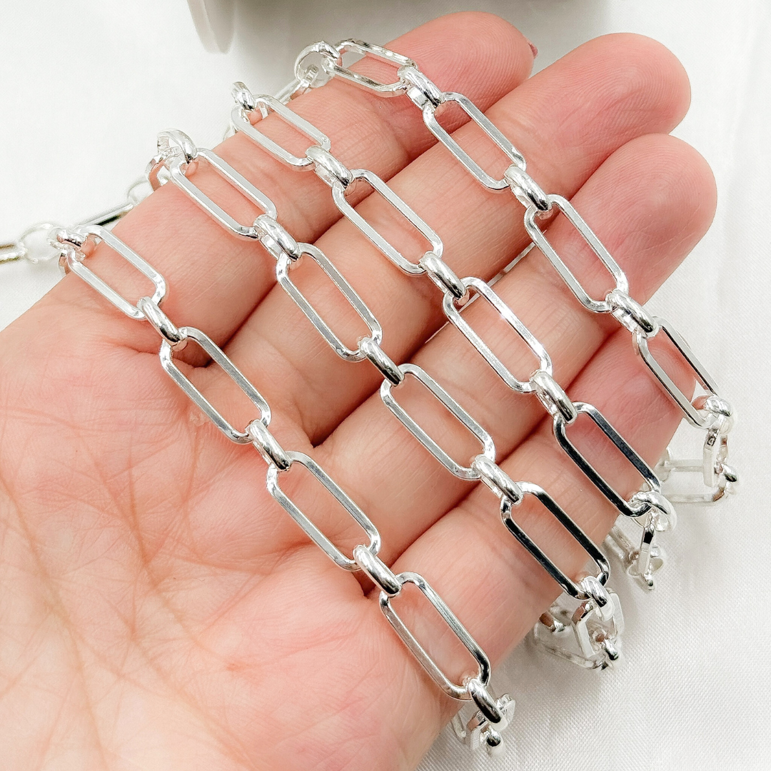Sterling Silver Flat Paperclip Chain. V165SS