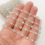 Load image into Gallery viewer, CMS118. Coated Rainbow Moonstone Sterling Silver Wire Chain
