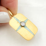 Load image into Gallery viewer, DSP076A. Sterling Silver Rectangle Enamel Pendant with Gemstone
