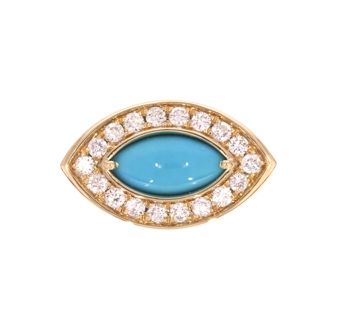 CR96516TQ8X4. 14K Solid Gold Diamond and Turquoise Oval Ring