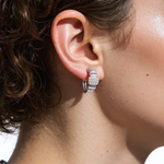 Load image into Gallery viewer, White Gold Diamond Fancy Hoop Earrings