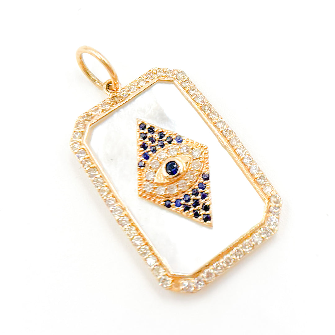 Buy Now 14K Gold Evil Eye Rectangle Pendant