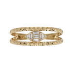 Load image into Gallery viewer, 14K Solid Gold Baguette Diamond Double Band Ring. DRN00986
