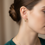Load image into Gallery viewer, EHF57038. 14K Solid Gold Diamond Chain Hoops