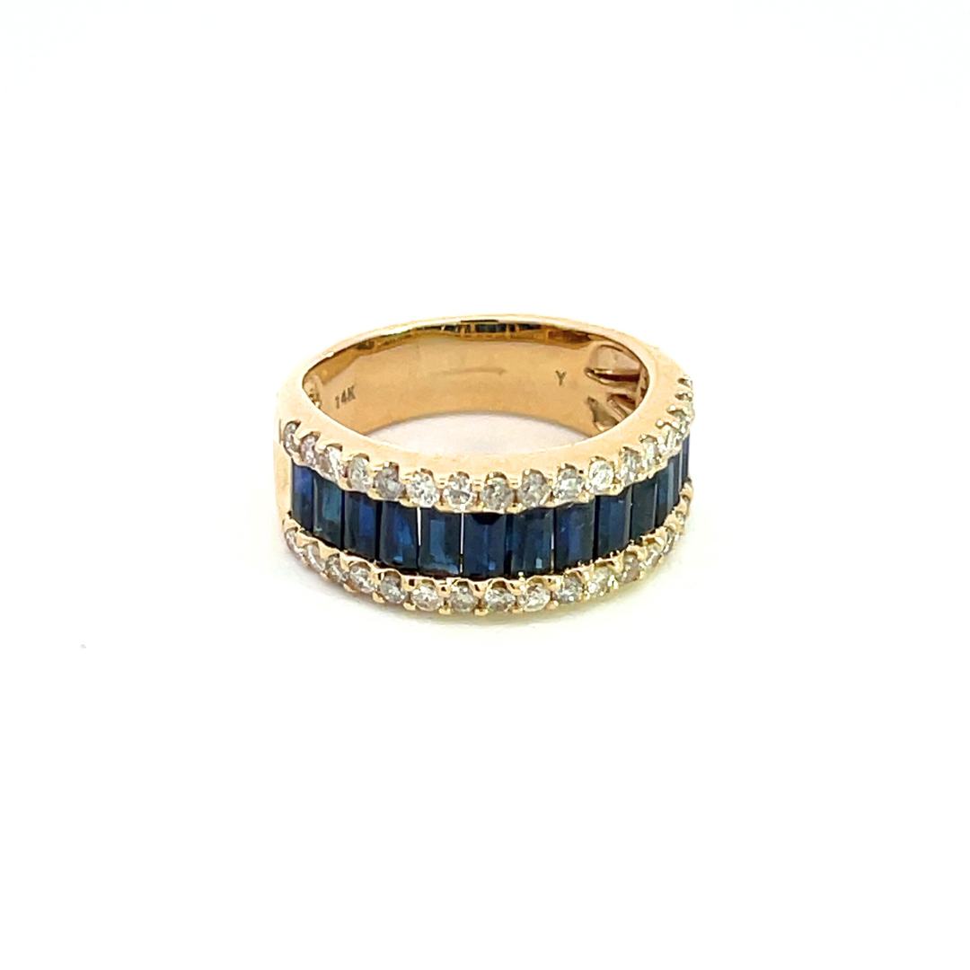 14k Solid Gold Blue Sapphire and Diamond Eternity Band Ring. RFO17259BS