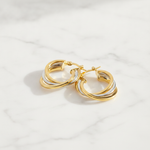 Load image into Gallery viewer, GER19. 14K Two-Tone Gold Hollow Hoop Earrings
