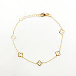 Load image into Gallery viewer, BRSET742. 14k Solid Yellow Gold Clover Link Bracelet