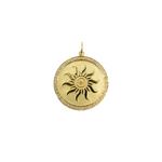 Load image into Gallery viewer, 14K Solid Gold Diamond Circle Charm with Sun in the Center. GDP80
