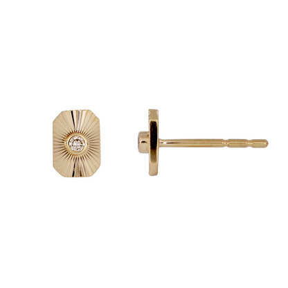 14K Solid Gold and Rectangle Earrings